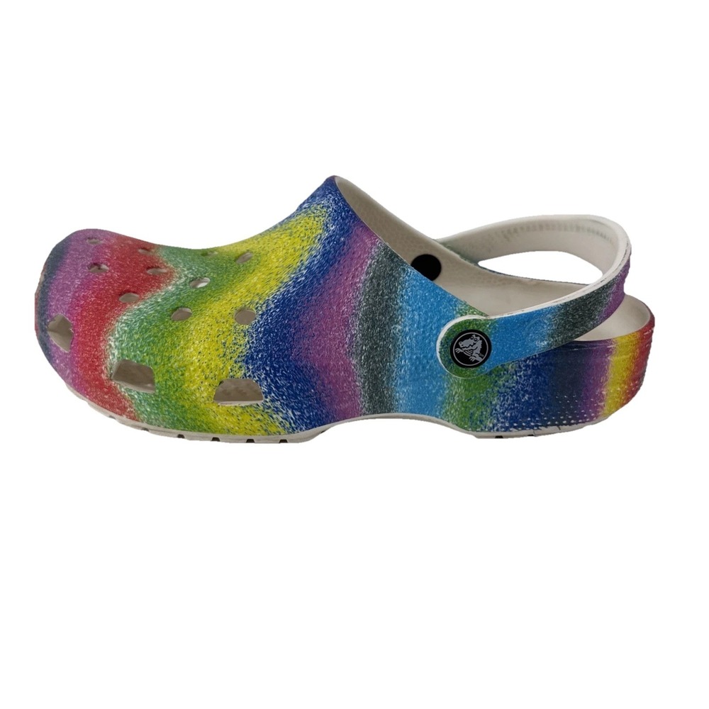 Crocs Rainbow Tie Dye Clogs Women 11 Men 9 Slip On Shoes